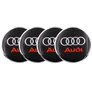 Audi felni matrica szett - fekete-piros ezüst szegéllyel 56 mm-es, 3D kivitel