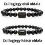 Halak horoszkópos, csillagjegyes ásvány ónix karkötő férfi - Arany színű köztessel