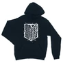 Sötétkék Attack on Titan unisex kapucnis pulóver - Graphic legion logo