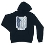 Sötétkék Attack on Titan unisex kapucnis pulóver - Scouting Legion logo