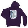 Sötétlila Attack on Titan unisex kapucnis pulóver - Scouting Legion logo