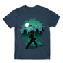 Denim Hősakadémia férfi rövid ujjú póló - Izuku silhouette