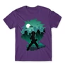 Sötétlila Hősakadémia férfi rövid ujjú póló - Izuku silhouette