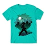 Türkiz Hősakadémia férfi rövid ujjú póló - Izuku silhouette
