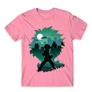 Világos rózsaszín Hősakadémia férfi rövid ujjú póló - Izuku silhouette