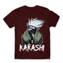 Bordó Naruto férfi rövid ujjú póló - Kakashi graphic