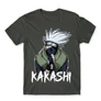 Sötétszürke Naruto férfi rövid ujjú póló - Kakashi graphic