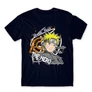 Sötétkék Naruto férfi rövid ujjú póló - Uzumaki Naruto