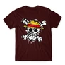 Bordó One Piece férfi rövid ujjú póló - Grunge Logo