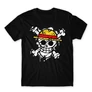 Fekete One Piece férfi rövid ujjú póló - Grunge Logo