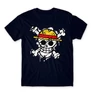 Sötétkék One Piece férfi rövid ujjú póló - Grunge Logo