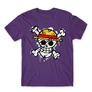 Sötétlila One Piece férfi rövid ujjú póló - Grunge Logo