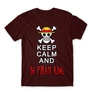 Bordó One Piece férfi rövid ujjú póló - Keep Calm and Be Pirate King
