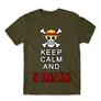 Khaki One Piece férfi rövid ujjú póló - Keep Calm and Be Pirate King