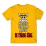 Sárga One Piece férfi rövid ujjú póló - Keep Calm and Be Pirate King