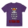 Sötétlila One Piece férfi rövid ujjú póló - Keep Calm and Be Pirate King