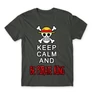 Sötétszürke One Piece férfi rövid ujjú póló - Keep Calm and Be Pirate King
