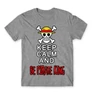 Sportszürke One Piece férfi rövid ujjú póló - Keep Calm and Be Pirate King