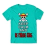 Türkiz One Piece férfi rövid ujjú póló - Keep Calm and Be Pirate King