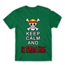Zöld One Piece férfi rövid ujjú póló - Keep Calm and Be Pirate King