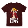 Bordó One Piece férfi rövid ujjú póló - Luffy Color