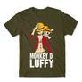 Khaki One Piece férfi rövid ujjú póló - Luffy Color