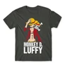 Sötétszürke One Piece férfi rövid ujjú póló - Luffy Color