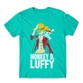 Türkiz One Piece férfi rövid ujjú póló - Luffy Color