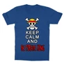 Királykék One Piece gyerek rövid ujjú póló - Keep Calm and Be Pirate King