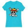 Atollkék One Piece női rövid ujjú póló - Grunge Logo