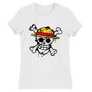 Fehér One Piece női rövid ujjú póló - Grunge Logo