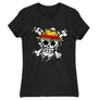 Fekete One Piece női rövid ujjú póló - Grunge Logo