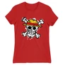 Piros One Piece női rövid ujjú póló - Grunge Logo