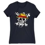 Sötétkék One Piece női rövid ujjú póló - Grunge Logo