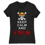 Fekete One Piece női rövid ujjú póló - Keep Calm and Be Pirate King
