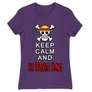 Sötétlila One Piece női rövid ujjú póló - Keep Calm and Be Pirate King