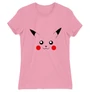 Világos rózsaszín Pokémon női rövid ujjú póló - Pikachu face