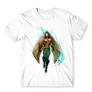 Fehér Aquaman férfi rövid ujjú póló - Logó