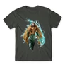 Sötétszürke Aquaman férfi rövid ujjú póló - Logó