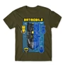 Khaki Batman férfi rövid ujjú póló - Batmobile Blueprint