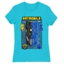 Atollkék Batman női rövid ujjú póló - Batmobile Blueprint