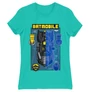 Türkiz Batman női rövid ujjú póló - Batmobile Blueprint
