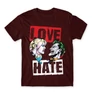 Bordó Harley Quinn férfi rövid ujjú póló - Joker and Harley love