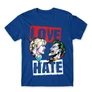 Királykék Harley Quinn férfi rövid ujjú póló - Joker and Harley love