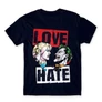 Sötétkék Harley Quinn férfi rövid ujjú póló - Joker and Harley love