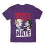 Sötétlila Harley Quinn férfi rövid ujjú póló - Joker and Harley love