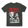 Sötétszürke Harley Quinn férfi rövid ujjú póló - Joker and Harley love