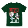 Sötétzöld Harley Quinn férfi rövid ujjú póló - Joker and Harley love