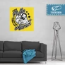 100 cm X 100 cm-es citromsárga Bud Spencer vászonkép - Csak a Puffin - Feltekercselt