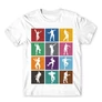 Fehér Fortnite férfi rövid ujjú póló - Fortnite Dance Silhouettes